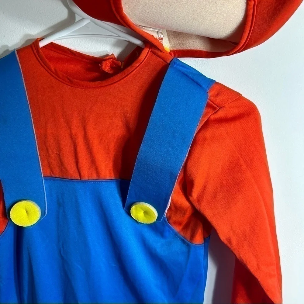 Super Mario Costume Medium Suit & Hat Kids Boys Halloween